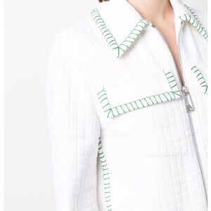 Bottega Veneta Matelassé Jersey Zip-Up Jacket w/ Contrast Topstitching